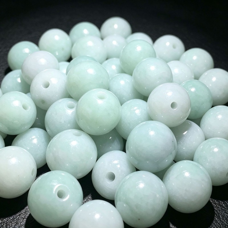 Beading - 10 szt. Naturalne jadeitowe szmaragdowe koraliki