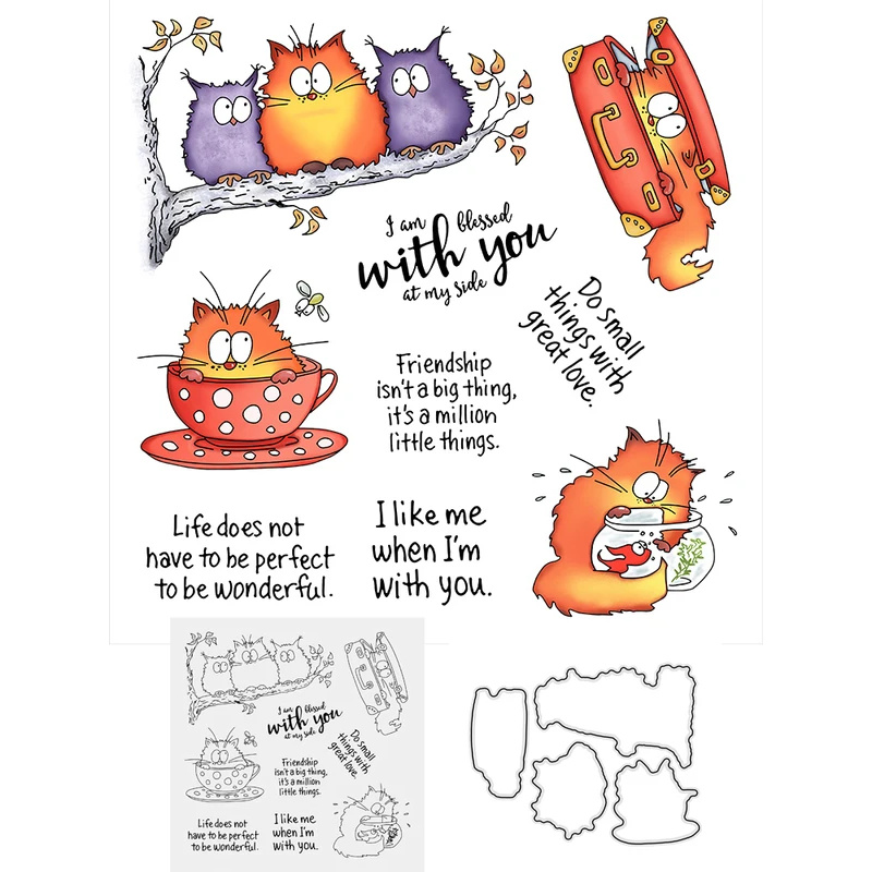 Urocze Grubasek Koty Sowy Wykr – Clear Silicone Stamps For Card Making recenzja i cena